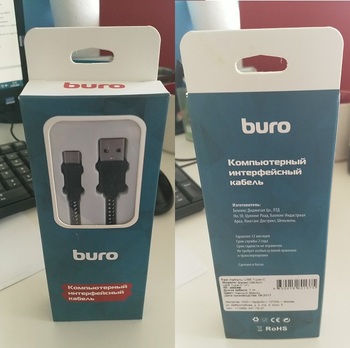 Кабель Buro Braided, USB Type-C (m) — USB (m), 1м, 2.4A [bhp ret typec1]