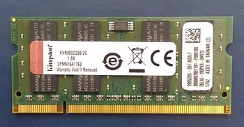 Оперативная память Kingston Valueram KVR800D2S6/2G DDR2&nbsp; 1x 2ГБ 800МГц, для ноутбуков (SO-DIMM), Ret