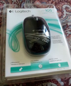 Мышь проводная Logitech M105, оптическая, USB, 1000dpi, черный [910-002943]